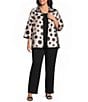 Caroline Rose Plus Size Graphic Dot Jacquard Spread Collar 3/4 Sleeve Open-Front Statement Jacket - Image 3