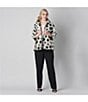 Caroline Rose Plus Size Graphic Dot Jacquard Spread Collar 3/4 Sleeve Open-Front Statement Jacket - Image 5