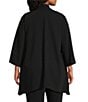 Color:Black - Image 2 - Plus Size Matte Crepe Open-Front Side Drape 3/4 Sleeve Jacket
