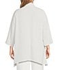 Caroline Rose Plus Size Matte Crepe Open-Front Side Drape 3/4 Sleeve Jacket, Color:White - Image 2