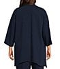 Caroline Rose Plus Size Matte Crepe Open-Front Side Drape 3/4 Sleeve Jacket, Color:Navy - Image 2