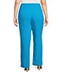 Color:Turquoise - Image 2 - Plus Size Matte Crepe Pull-On Straight Leg Pants