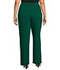 Caroline Rose Plus Size Matte Crepe Pull-On Straight Leg Pants, Color:Emerald - Image 2