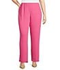Caroline Rose Plus Size Matte Crepe Pull-On Straight Leg Pants, Color:Palm Beach - Image 1