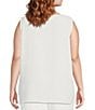 Color:White - Image 2 - Plus Size Matte Crepe Scoop Neck Sleeveless Tank Top