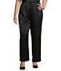 Caroline Rose Plus Size Satin Straight Leg Pull-On Coordinating Pants - Image 1
