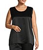 Caroline Rose Plus Size Soft Satin Scoop Neck Sleeveless Long Coordinating Tank Top - Image 1