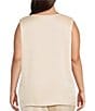 Caroline Rose Plus Size Soft Satin Scoop Neck Sleeveless Long Coordinating Tank Top, Color:Champagne - Image 2
