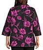 Caroline Rose Plus Size Vivid Blooms Devore Easy A-Line Jacket, Color:Deep Pink/Black - Image 2