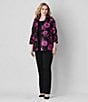Caroline Rose Plus Size Vivid Blooms Devore Easy A-Line Jacket, Color:Deep Pink/Black - Image 5