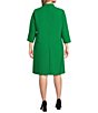 Caroline Rose Plus Size Taylor Crepe Split Mandarin Collar 3/4 Sleeve A-Line Dress - Image 6