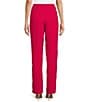 Caroline Rose Matte Crepe Pull-On Straight Leg Pants, Color:Geranium - Image 2