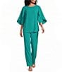 Caroline Rose Matte Crepe Pull-On Straight Leg Pants - Image 3