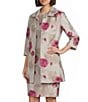 Caroline Rose Romantic Rose Jacquard Notched Collar 3/4 Sleeve Open-Front Coordinating Statement Jacket - Image 1