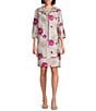 Caroline Rose Romantic Rose Jacquard Notched Collar 3/4 Sleeve Open-Front Coordinating Statement Jacket - Image 3
