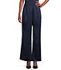 Color:Navy - Image 1 - Soft Satin Wide Leg Pull-On Coordinating Pants