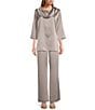 Color:Pearl Grey - Image 3 - Soft Satin Wide Leg Pull-On Coordinating Pants