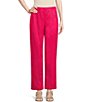 Color:Pink Punch - Image 1 - Solid Linen Straight Leg Coordinating Pull-On Pants