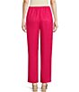 Color:Pink Punch - Image 2 - Solid Linen Straight Leg Coordinating Pull-On Pants