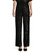Color:Black/Black - Image 1 - Sparkling Sequin Stretch Knit Straight-Leg Pull-On Coordinating Pants