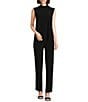 Color:Black - Image 3 - Stretch Knit Jersey Tapered Leg Pull-On Pants