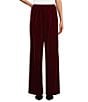 Caroline Rose Stretch Velvet Knit Elasticized Waist Flare Leg Pull-On Pants, Color:Deep Red - Image 1