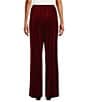 Caroline Rose Stretch Velvet Knit Elasticized Waist Flare Leg Pull-On Pants, Color:Deep Red - Image 2