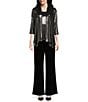 Color:Black - Image 3 - Stretch Velvet Knit Elasticized Waist Flare Leg Pull-On Pants