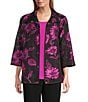 Caroline Rose Vivid Blooms Devore Open-Front Statement Jacket, Color:Deep Pink/Black - Image 1