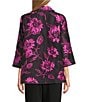 Caroline Rose Vivid Blooms Devore Open-Front Statement Jacket, Color:Deep Pink/Black - Image 2