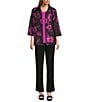 Caroline Rose Vivid Blooms Devore Open-Front Statement Jacket, Color:Deep Pink/Black - Image 3