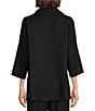 Color:Black - Image 2 - Woven Linen Blend Cowl Neck 3/4 Sleeve Side Pocket Easy Fit Tunic
