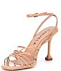 Color:Tan Patent - Image 4 - Glowing 90 Strappy Leather Ankle Strap Sculptural Heel Dress Sandals