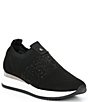 Color:Black - Image 1 - Janiero Stretch Embellished Slip-On Sneakers