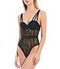 Color:Black - Image 1 - Anika Lace Sweetheart Neck Contour Cup Strappy Bodysuit