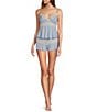 Cassandra Myrna Knit & Lace Jersey Knit Shorty Coordinating Pajama Set, Color:Brunnera Blue/Pristine - Image 3