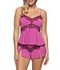 Cassandra Myrna Knit & Lace Jersey Knit Shorty Coordinating Pajama Set, Color:Purple Orchid - Image 1