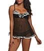 Cassandra Ruffles Galore Babydoll Set, Color:Black - Image 1