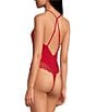 Color:Tango Red - Image 2 - Lace Thong Deep V-Neck Sleeveless Teddy