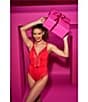 Color:Tango Red - Image 4 - Lace Thong Deep V-Neck Sleeveless Teddy