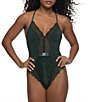 Cassandra Lace Thong Deep V-Neck Sleeveless Teddy - Image 1