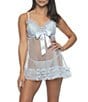 Cassandra Veil Tulle Ruffle Babydoll with Panty, Color:Something Blue - Image 1