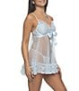 Cassandra Veil Tulle Ruffle Babydoll with Panty, Color:Something Blue - Image 3