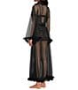 Color:Black - Image 2 - Veil Tulle Ruffled Robe