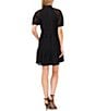 Color:Rich Black - Image 2 - Babydoll Short Sleeve V-Neck Tiered Lace Mini Dress