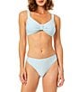 CeCe Body Bank Solid Rose Texture Front Bow Bralette Swim Top & Body Bank Rose Texture Hipster Swim Bottom - Image 1