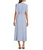 CeCe Button Front Short Sleeve Midi Dress, Color:Slate Blue - Image 2