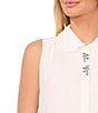 Color:New Ivory - Image 3 - Collared Neck Sleeveless Button Front Blouse