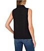 Color:Rich Black - Image 2 - Collared Neck Sleeveless Button Front Blouse
