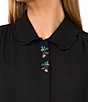 Color:Rich Black - Image 3 - Collared Neck Sleeveless Button Front Blouse